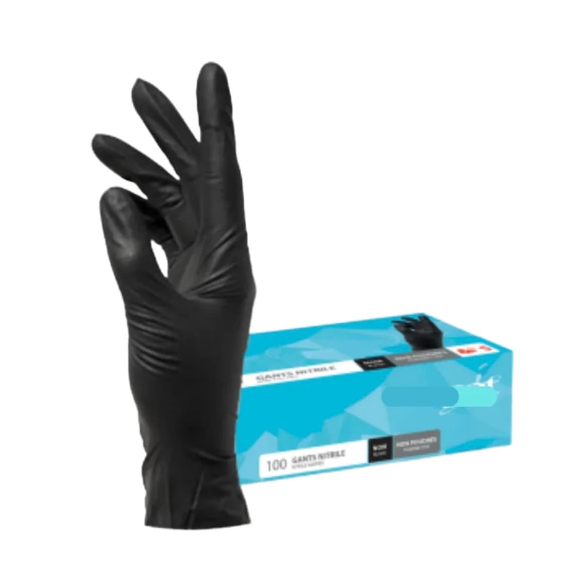 Gants taille M nitrile noir non poudré x100