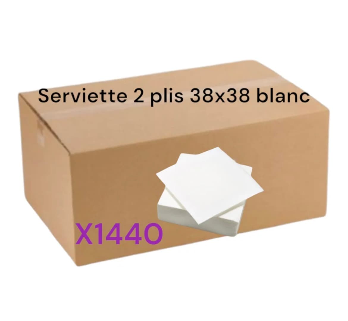 Serviette 38x38 pure ouate blanche 2 plis x 1440 1