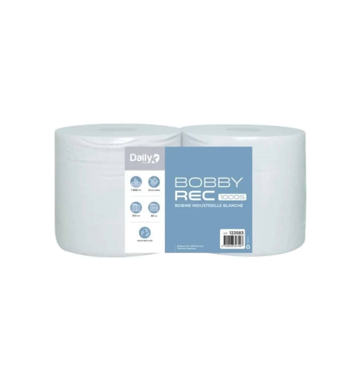 Bobine recyclée blanche BOBBYREC 1000S Dailyk - Colis de 2 1