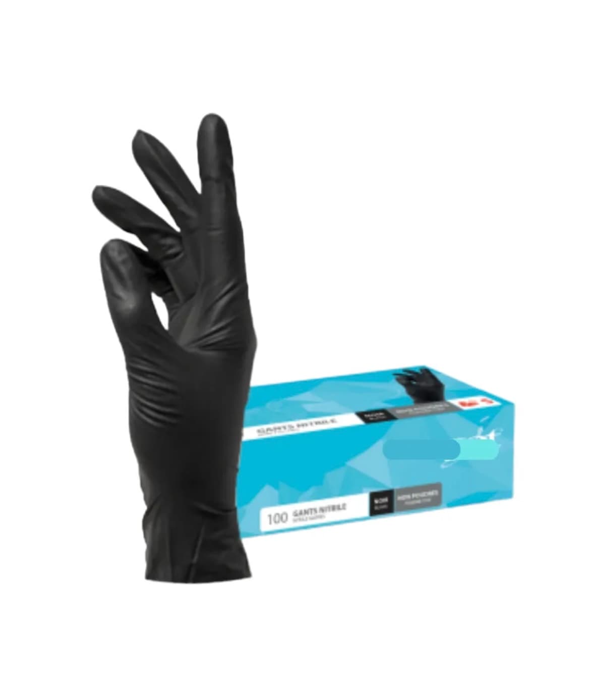 Gants taille L nitrile noir non poudré x100 1